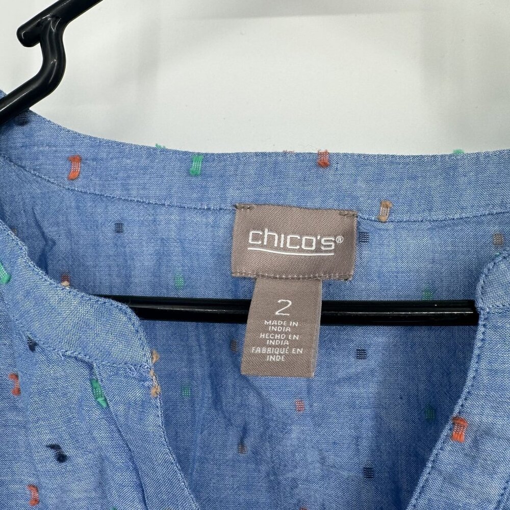 Chicos Women's Tunic Blue Swiss dots Size Medium - Picture 2 of 5